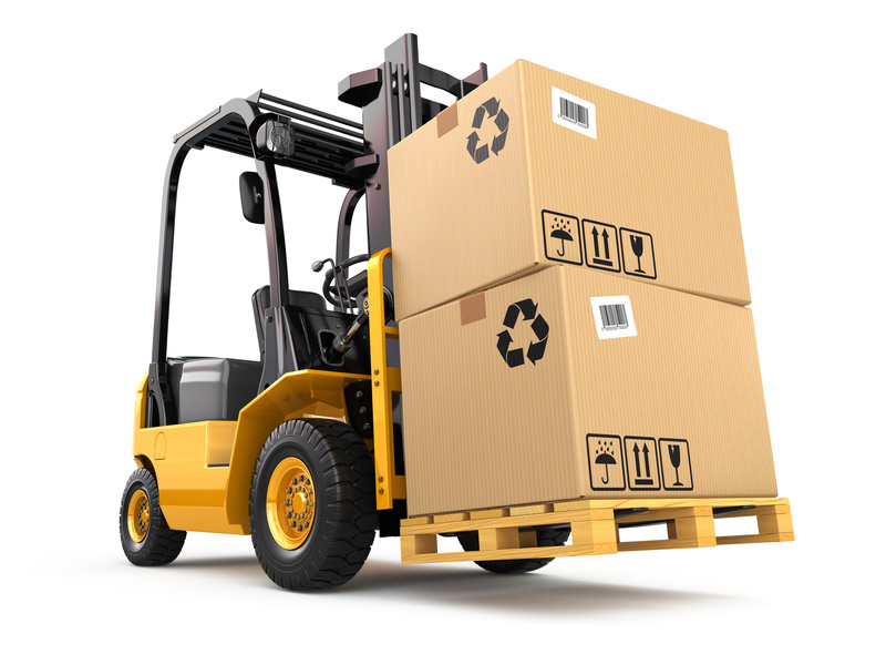 Forklift truck with boxes on pallet. Cargo. Forklift truck with boxes on pallet. Cargo.